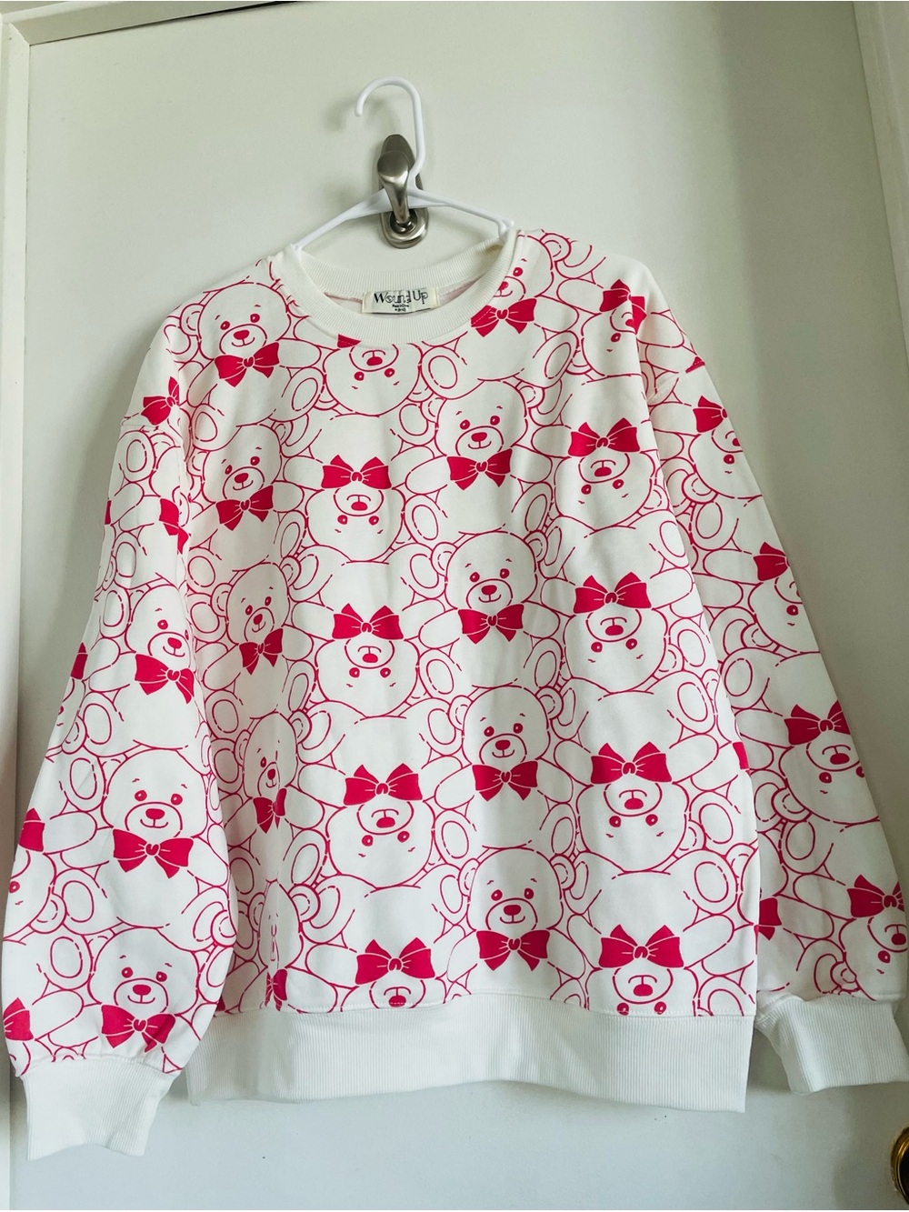 Wound Up White & Pink Bear-Print Kids Pajama Top